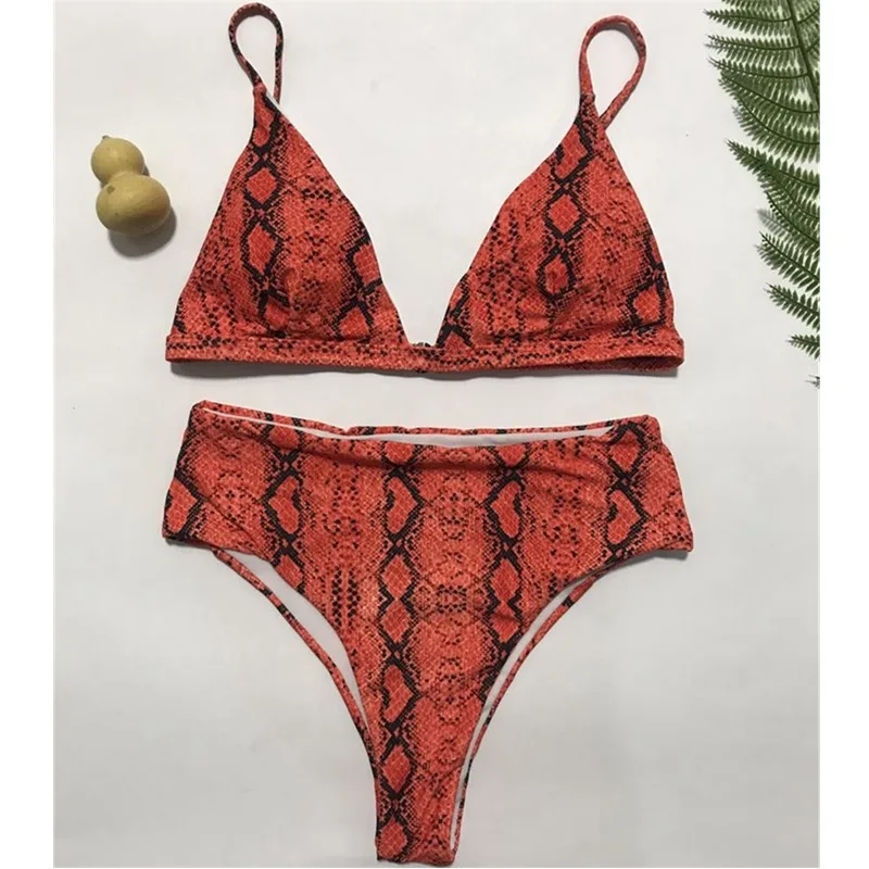 Сексуальный змеиный принт бикини 2019 женский купальник стринги пуш-ап Набор