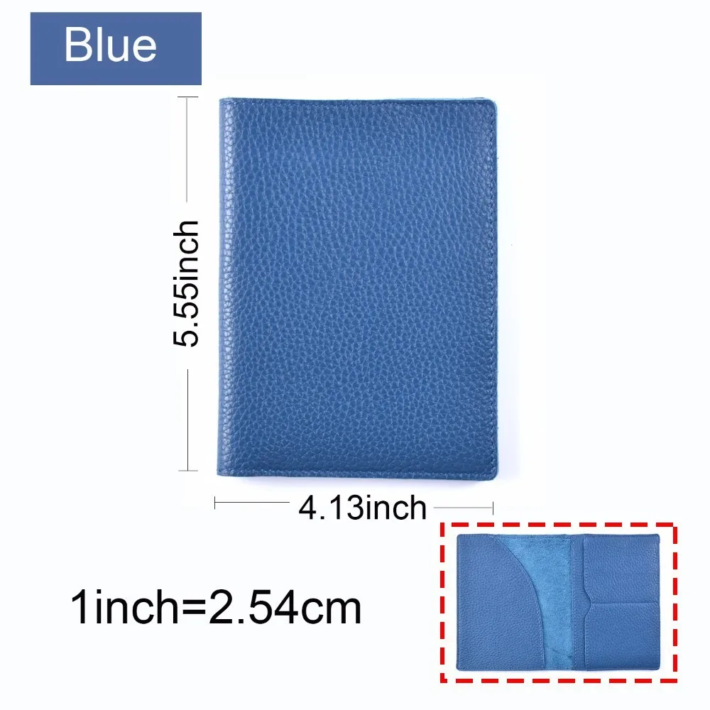 Blue Новые поступления, Обложка для паспорта, Твердый Чехол для кредитных карт, держатель для карт, натуральная кожа с зернистой текстурой личи, деловая, для путешествий, Кожаная Обложка для паспорта - Цвет: Blue