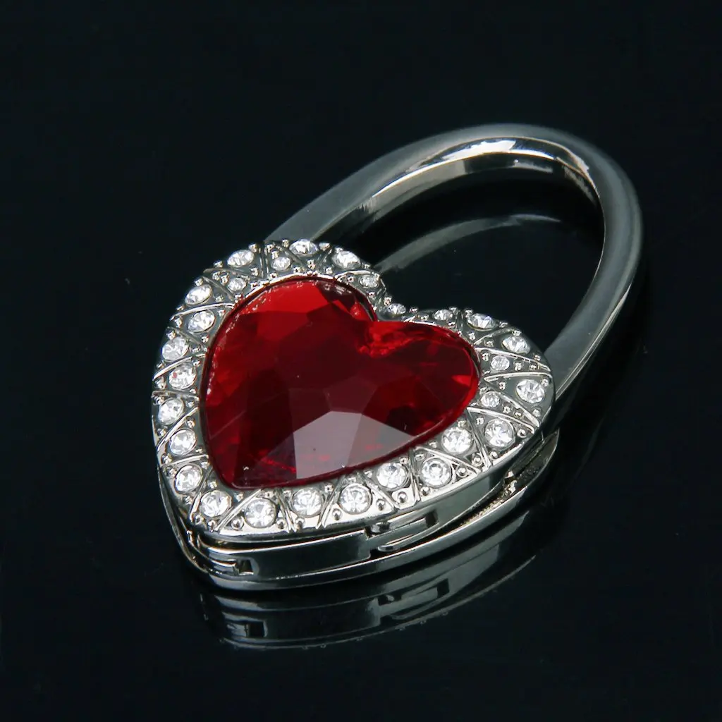 Горячая Распродажа вязаная крючком Опора de Sac a Main Pliant en Forme Coeur Rouge avec Decoration