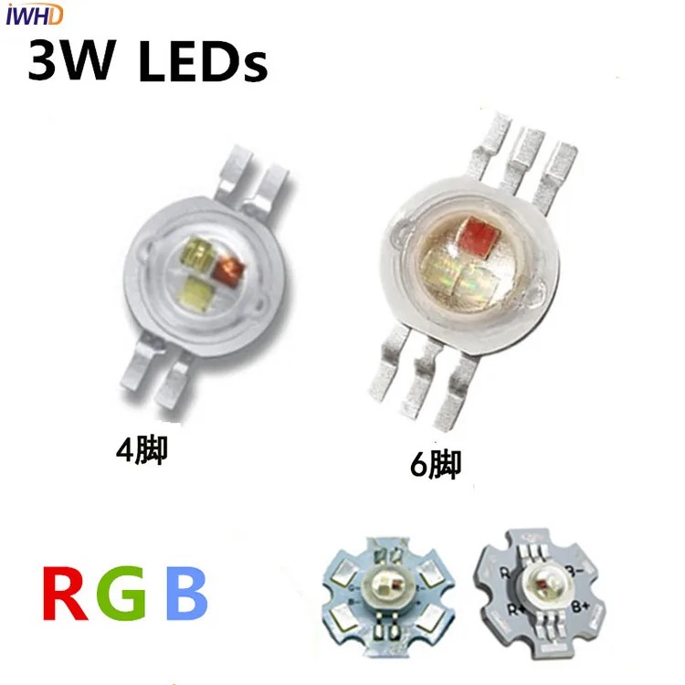 

IWHD 50pcs DIY High Power RGB LED 3W Diode Lamps for LED Flood Light Spotlight Aluminum 4 Feets 6 Feets