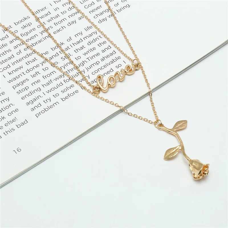 Женское колье чокер Love Rose Flower с подвеской в форме ключицы длинное подарок на день