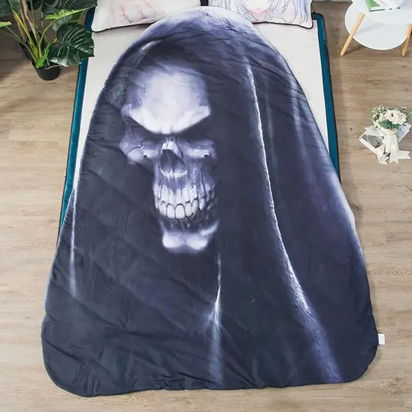 19 skull Персонализированные тонкие Стёганое одеяло Акула череп кошка Единорог алмаз взрослых Аниме 3d печатных полиэстер кондиционер Лето Пледы одеяло - Цвет: 19 skull