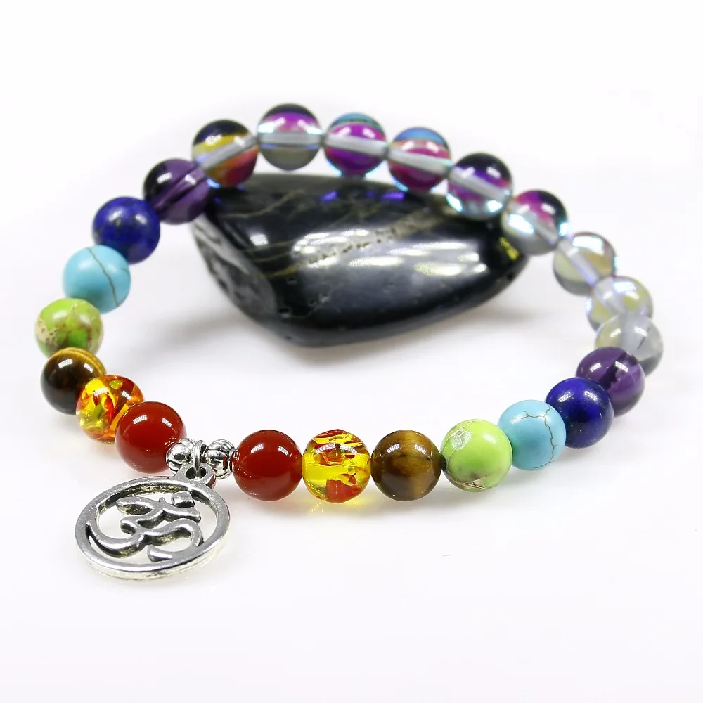 Браслет с бусинами для женщин 8 мм серый флэш камень браслет из бусин йога Кулон