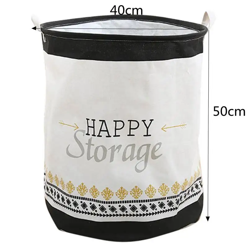 happy storage Корзина для белья, большая корзина, складная сумка для грязной одежды, органайзер, сумка для белья, корзина для пикника, принт, игрушка, подарок, Органайзер - Цвет: happy storage