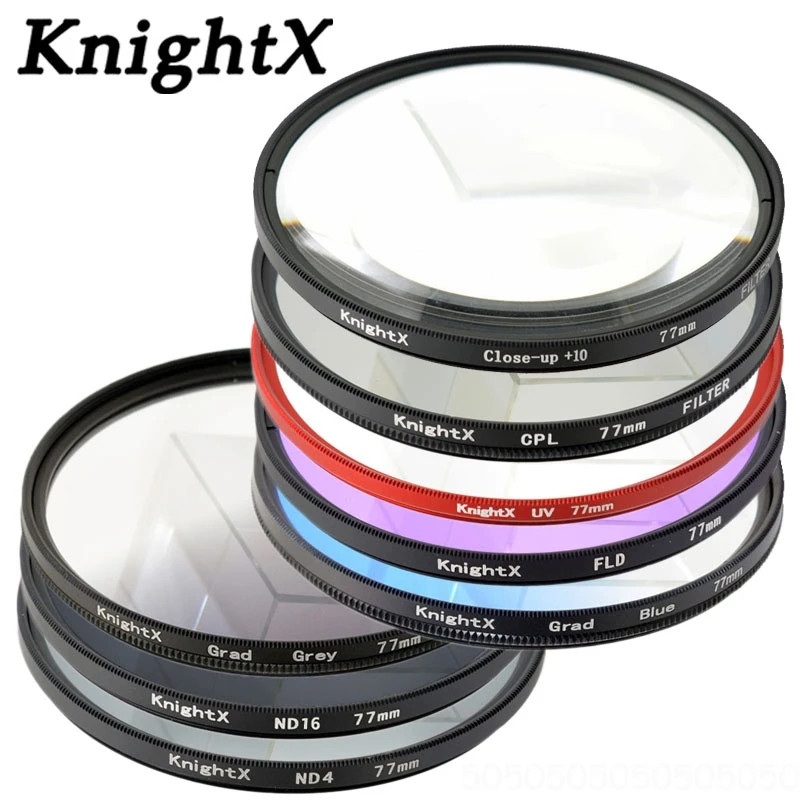 KnightX 49 мм 52 мм 55 мм 58 мм 62 мм 67 мм 72 мм 77 мм набор фильтров нейтральной плотности для объектива ND2 ND4 ND8 ND 2 4 8 для sony Canon Nikon