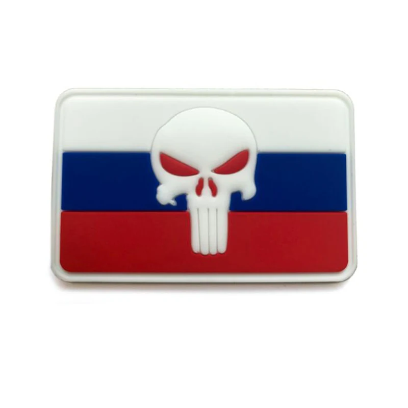 Российский флаг Punisher знак наклейка на одежду для поддержания боевого духа 3D ПВХ патч-паста главе Смола одноразовые повязки 8*5 см - Цвет: B