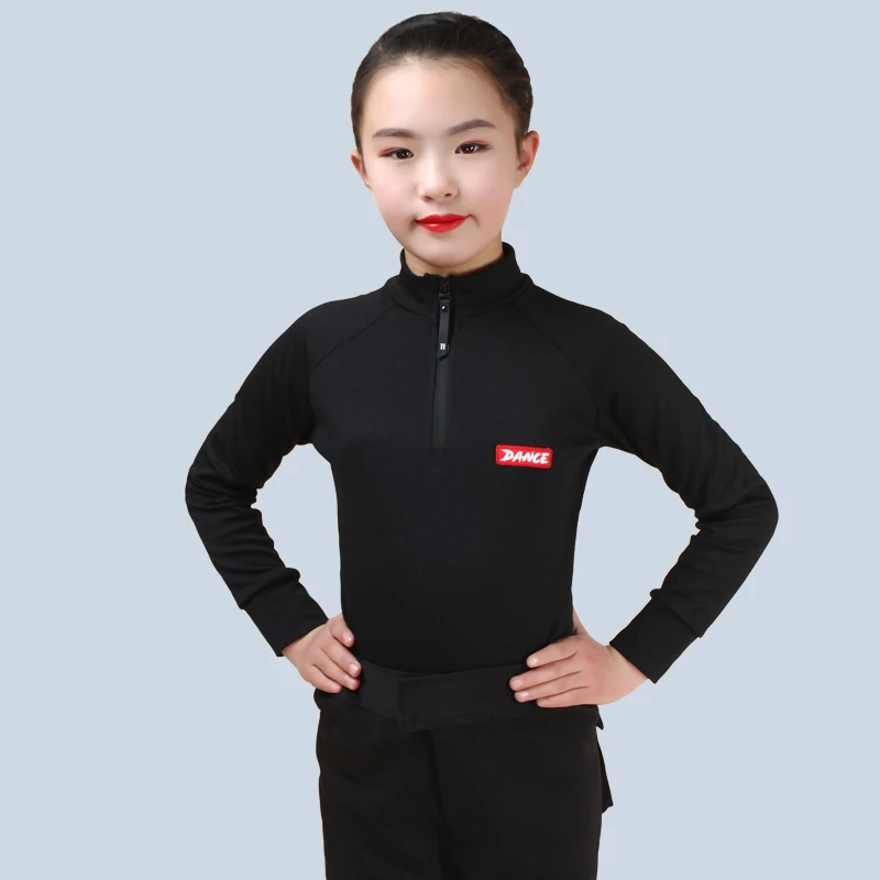 Girls Tops Топ для латинских танцев; детские черные рубашки с длинными рукавами для танцев; Одежда для девочек и мальчиков; одежда для выступлений; DN3229 - Цвет: Girls Tops