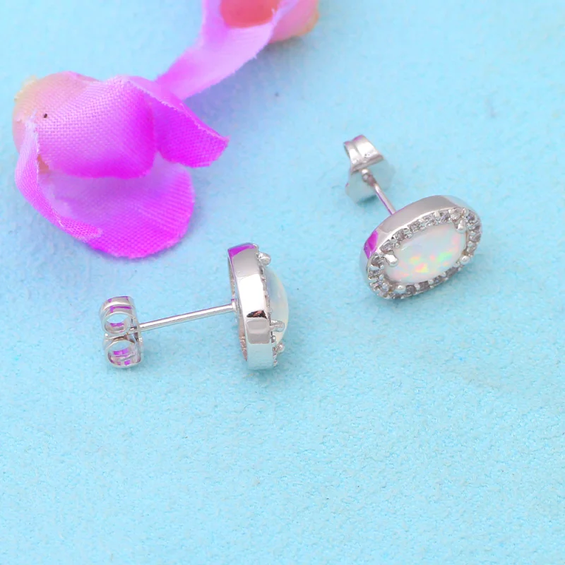 New Fashion Wholesale &amp Retail White Fire Opal Jewelry Shining Zirconia Stud Earrings for Women Party OE586A | Украшения и