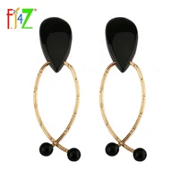 f j4z brand new trending earrings fashion high quality black resin womens statement clip earrings for party show bijoux