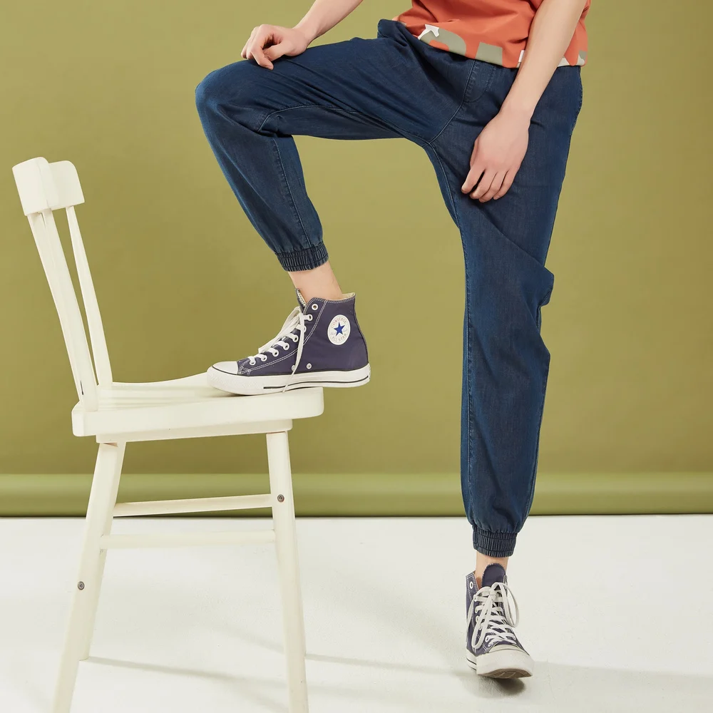 Мужские прямые джинсы Metersbonwe повседневные свободные брюки до щиколотки с