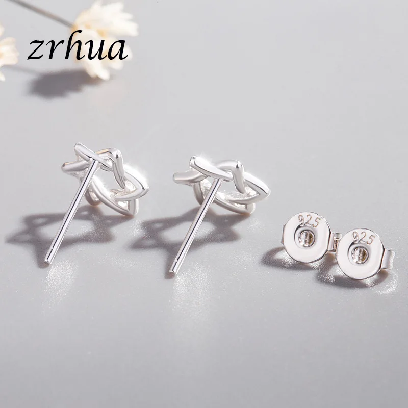 ZRHUA, новинка 925, серебряные милые элегантные серьги-гвоздики для женщин и девушек, маленькие подарки, горячая Распродажа, 925, ювелирное изделие с штампом, женские серьги для вечеринки