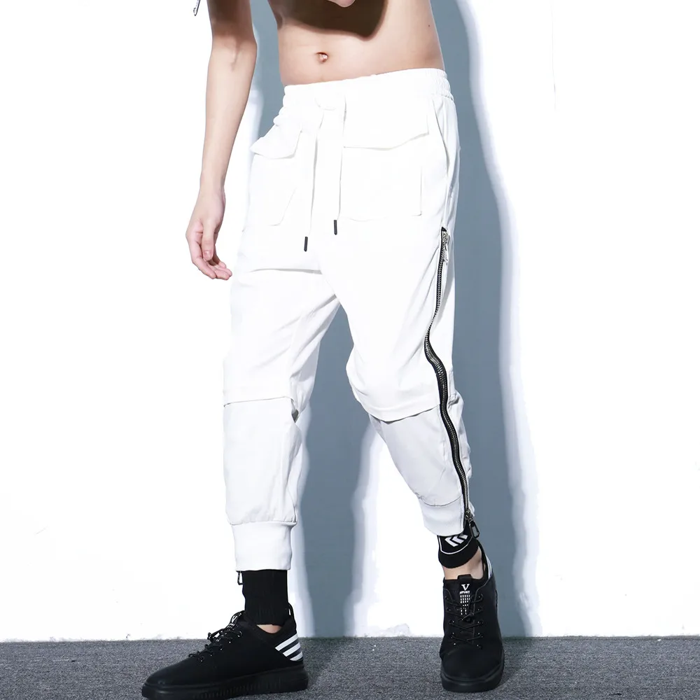 Summer Men personality punk hiphop harem pants nightclub singer stage costume trousers men hip hop cargo joggers streetwear | Мужская