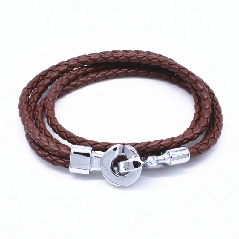 VOQ 2017 модный браслет наручники двойной слой 37 см плетеные кожаные браслеты для