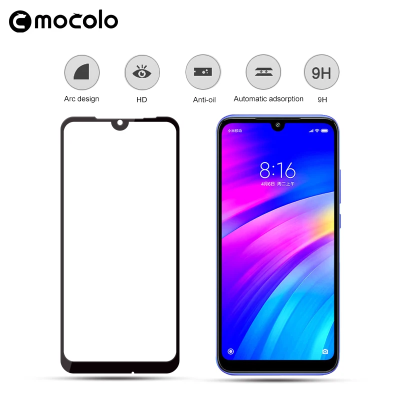 Защитная пленка для экрана Xiaomi Redmi 7 Mocolo полное покрытие клейкая 9H из закаленного