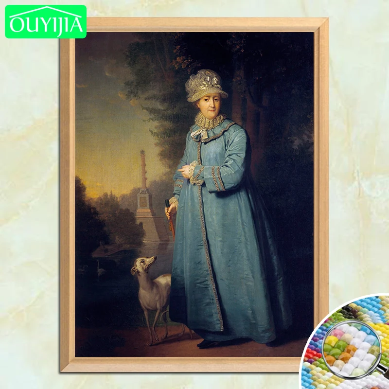 Tsarina Catherine II и собака 5D DIY Алмазная картина полностью квадратная вышивка продажа