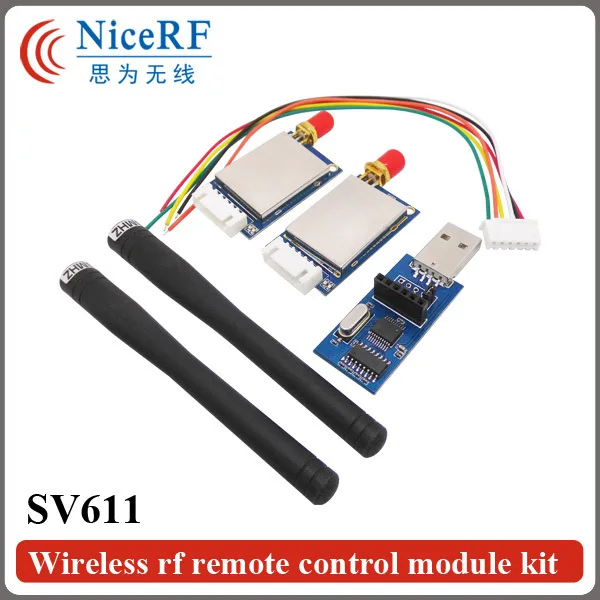 2pcs/lot SV611 TTL Interface 868MHz 100mW Si4432 GFSK Wireless Module with 2pcs Rubber Antenna and 1pc USB Bridge boad
