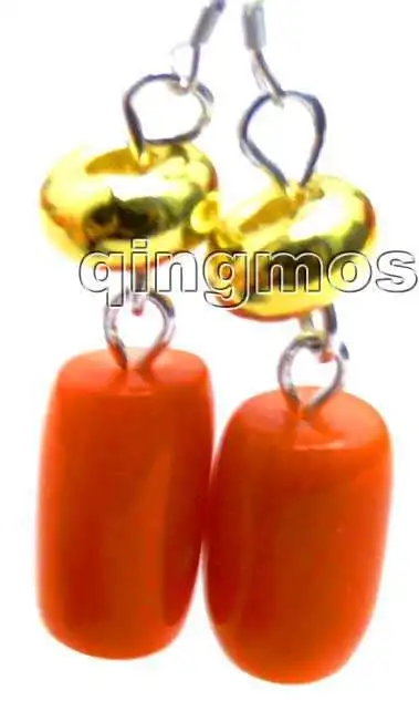 

SALE 10-11mm pink High Quality natural knobble Coral and GP beads dangle earring with silver hook-ear351 Wholesale/retail