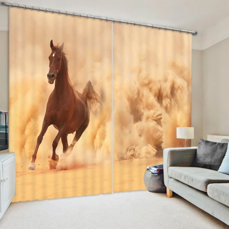 2017 3D шторы Скачущая Лошадь печать для постельных принадлежностей гостиная
