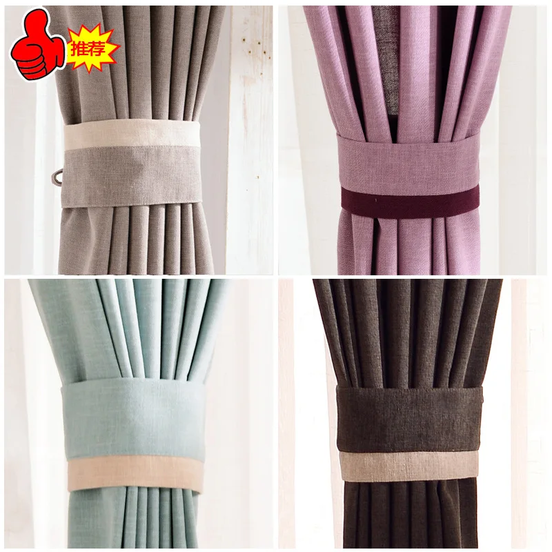 

Modern minimalist living room bedroom curtains solid color linen