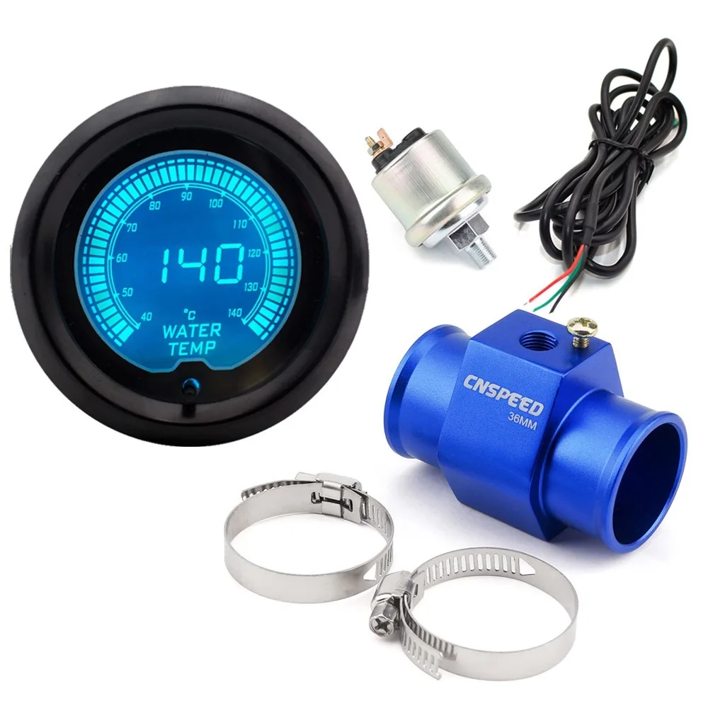 with 36mm " 52 мм EVO 7 цветов lcd 40-140 градусов Цельсия измеритель температуры воды с сенсором и адаптером датчика - Цвет: with 36mm