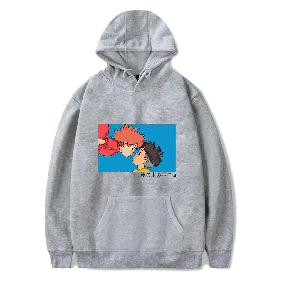 Ponyo на скале Для мужчин с капюшоном от черно-белого цвета в стиле Харадзюку женщин