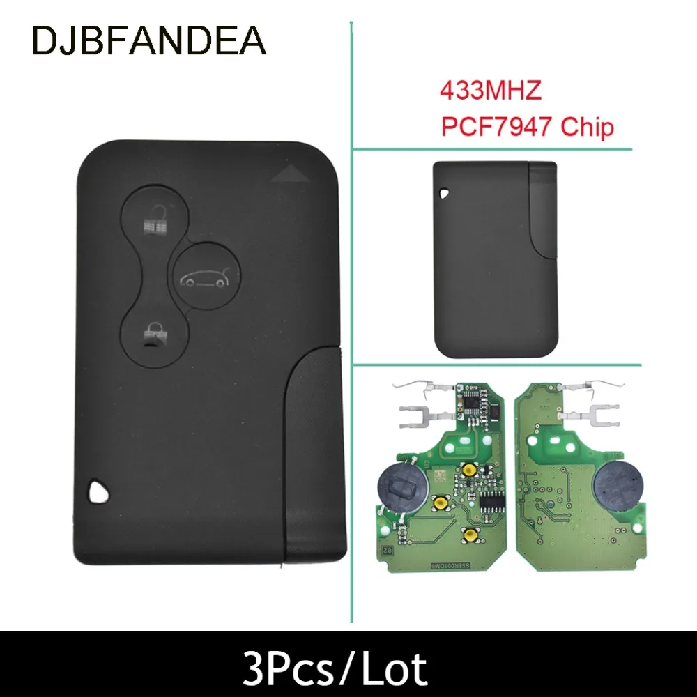

DJBFANDEA 3PCS/Lot Car Remote Smart Key Card for Renault Megane Scenic PCF7947 Chip
