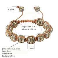 new fashion tibetan buddhism alloy retro bracelet mens six character mantra om mani padme hum metal amulet beads bracelet women