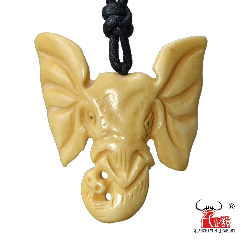 

GX106 Hot Sale Yak bone hand-carved elephant pendant men necklace Vintage Style Primitive tribes Jewelry necklace