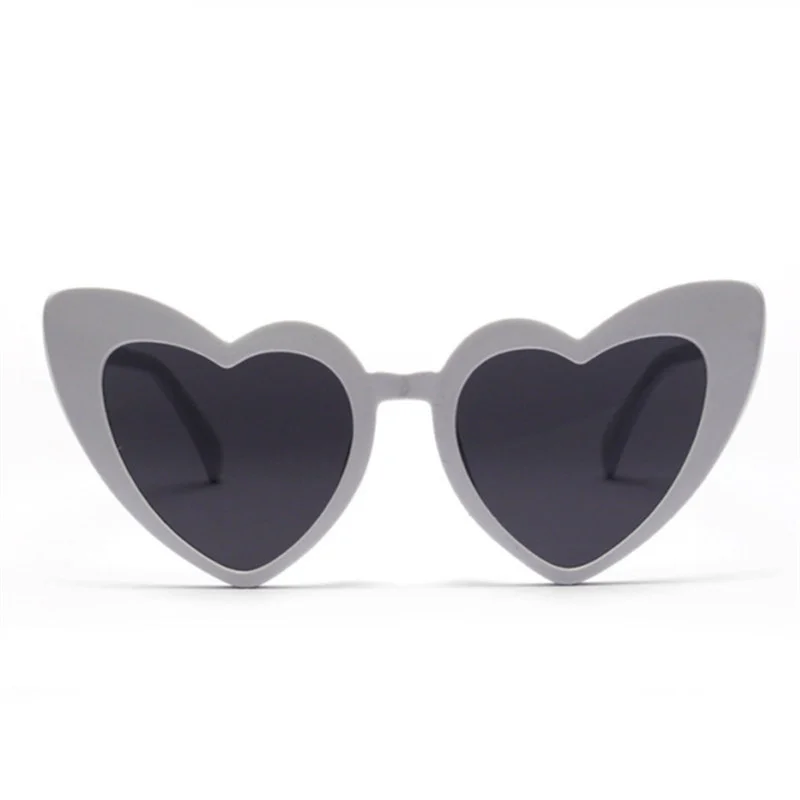 White YOOSKE Love Heart Солнцезащитные очки женские милые сексуальные женские ретро солнцезащитные очки «кошачий глаз» винтажные 90s розовые очки красные очки flash - Цвет линз: White