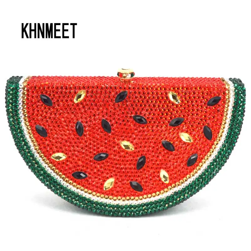 Роскошная вечерняя сумка с кристаллами принтом в виде арбуза роскошный клатч и