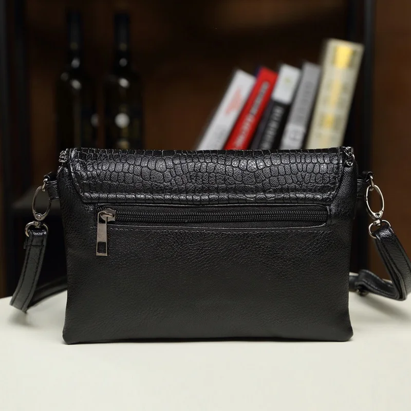 Chain Women Fashion Leather Plaid Flap Bag Female Alligator Pattern Handbags Lady Shoulder Bags Straps Totes Envelope Bag Clutch