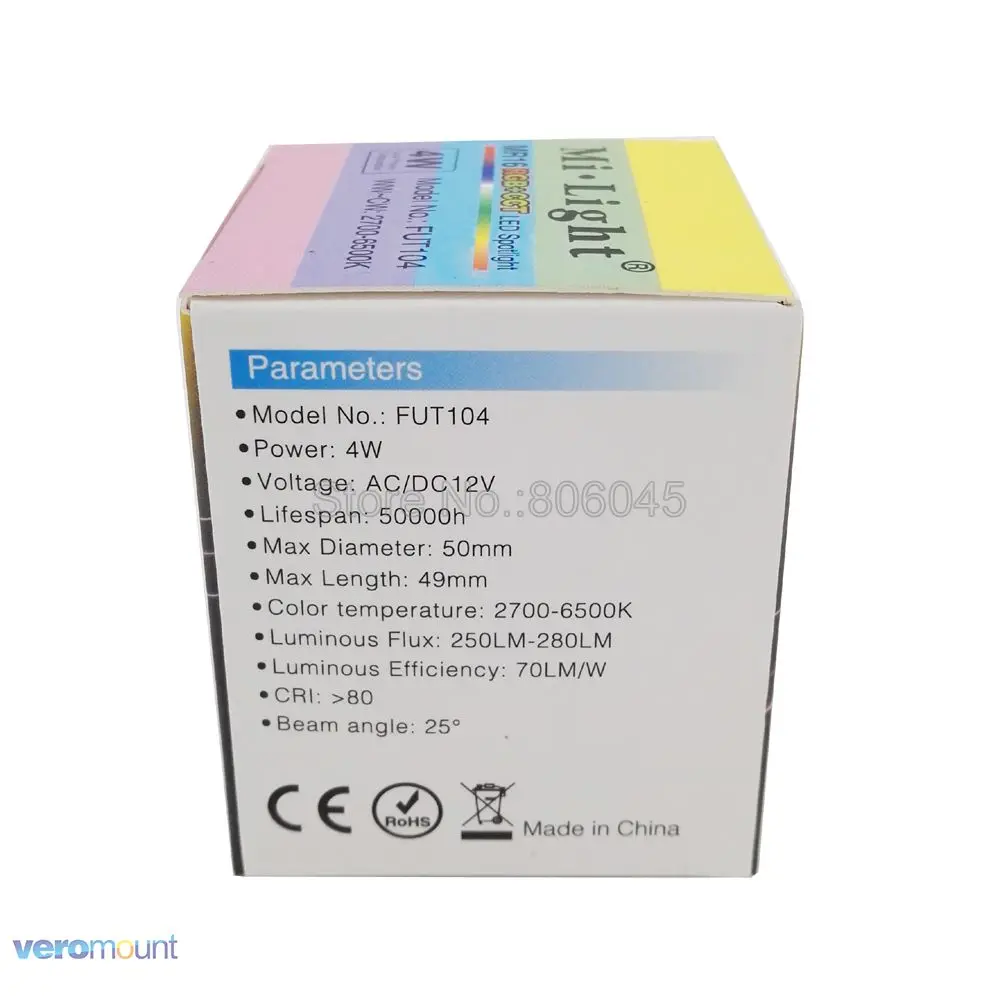 Светодиодная лампа с регулируемой яркостью Milight 4 вт MR16 12 в RGB + CCT (2700 6500K) умные