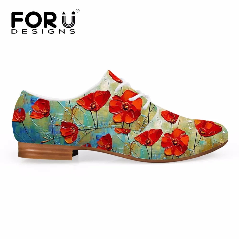 FORUDESIGNS/модные весенние женские туфли оксфорды с цветочным рисунком Кожаные