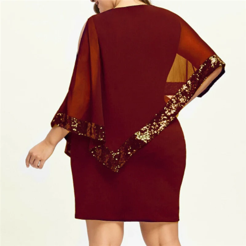 Fashion Irregular Sequins Dress Plus Size Women Sexy Slim Ladies Solid Color Casual Bodycon Party Dresses 2019 Summer Lady | Женская