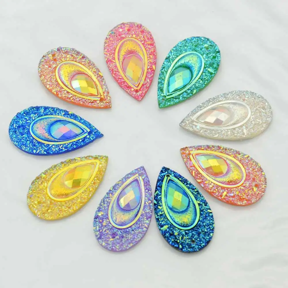 Random Mix Boliao 20 Pcs 15*27 мм грушевидной формы AB смолы Аппликации/Craft/домашний тренировочный костюм для декора сумки 2-отверстие - Цвет: Random Mix