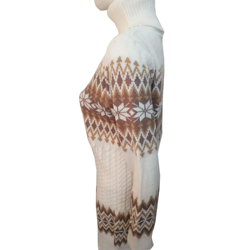 Women Sweaters Pullovers Turtleneck Long Sleeve Sweater Dress New Winter Print Knitted MT2227 | Женская одежда