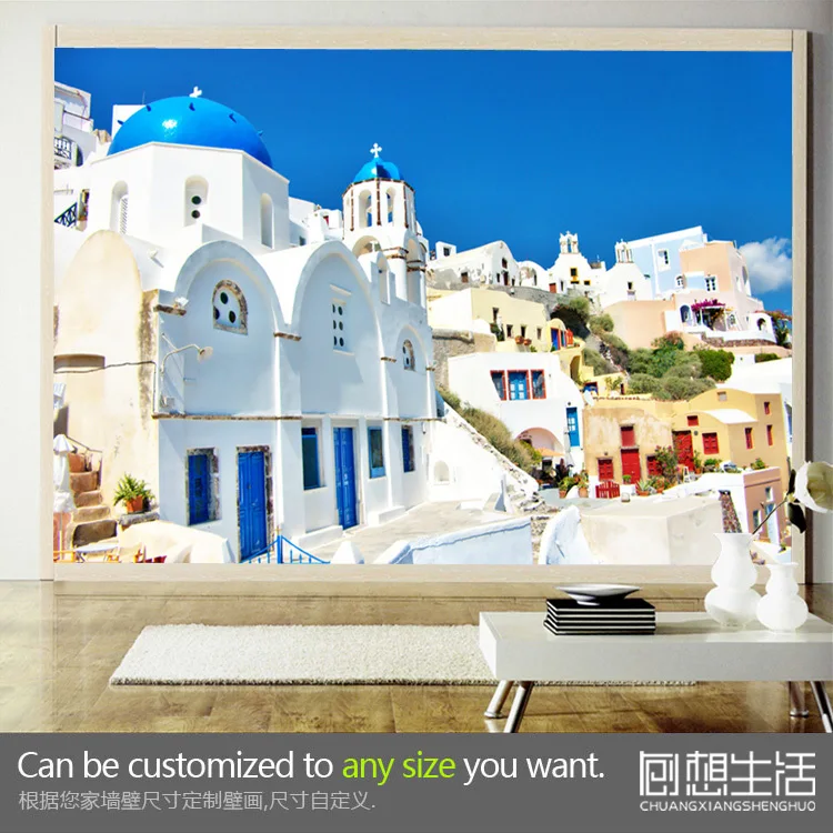 Средиземноморский пейзаж фрески церкви пользовательский 3D обои гостиной фон