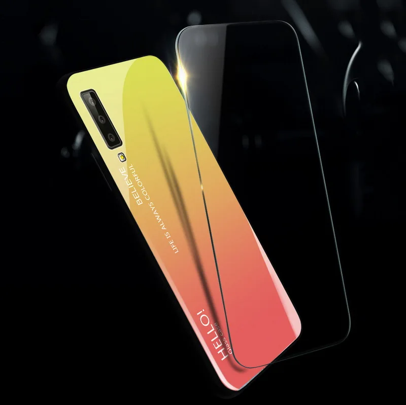 Градиент закаленное Стекло чехол для samsung Galaxy A50 A70 A30 A20 Примечание 10 9 8 S10 S9 S8 плюс S7 край A7 A9 A6 A8 задняя крышка