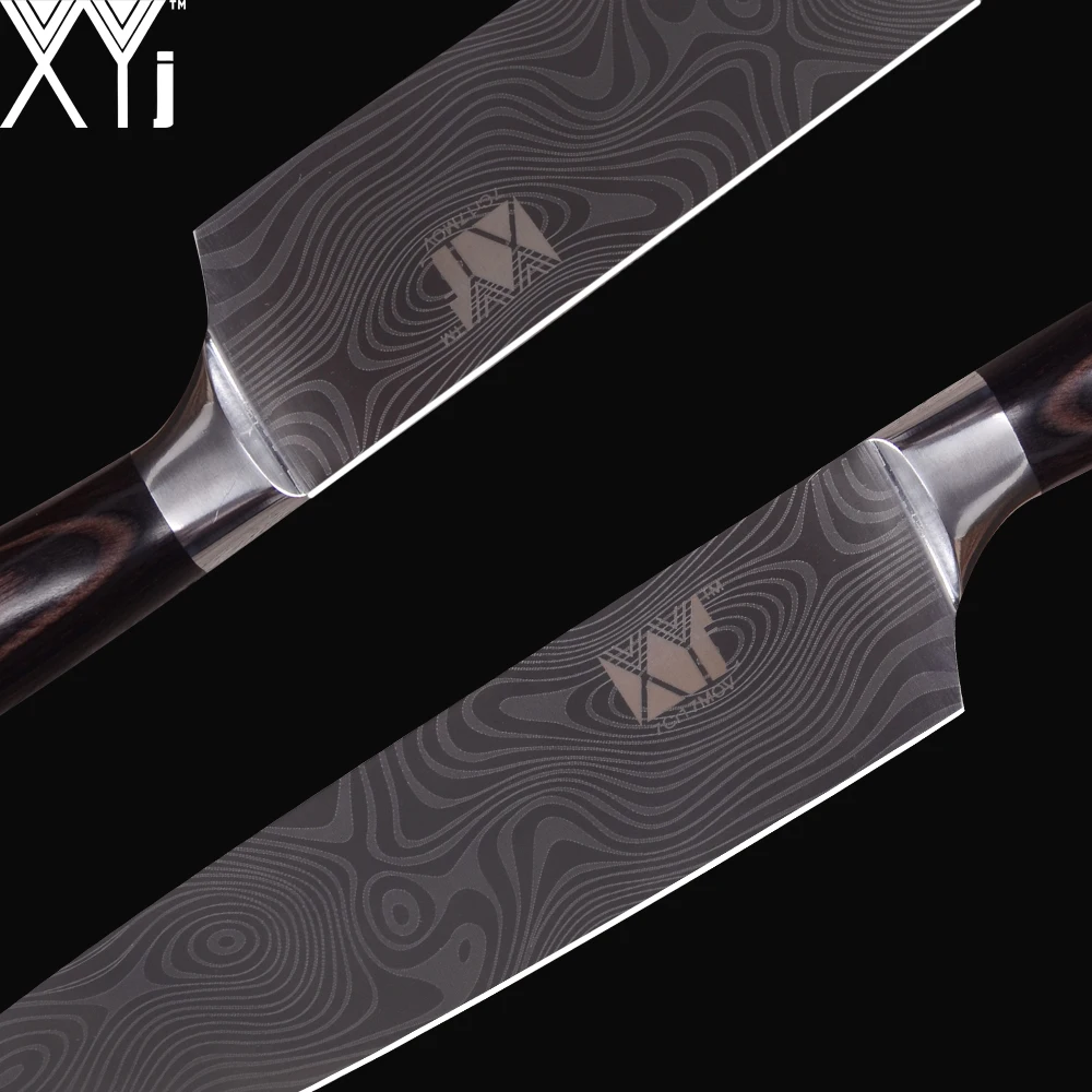 XYj 7Cr17 Нержавеющая сталь ножи дамаск вен Кухня Кук ножей аксессуары Sharp Пособия по