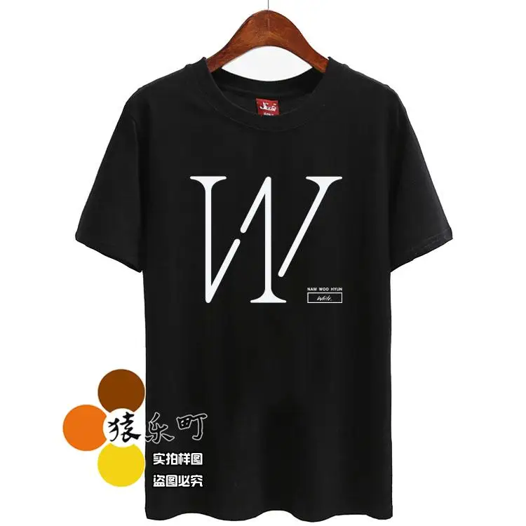 Kpop infinit woohyun Новая летняя футболка с круглым вырезом и коротким рукавом для