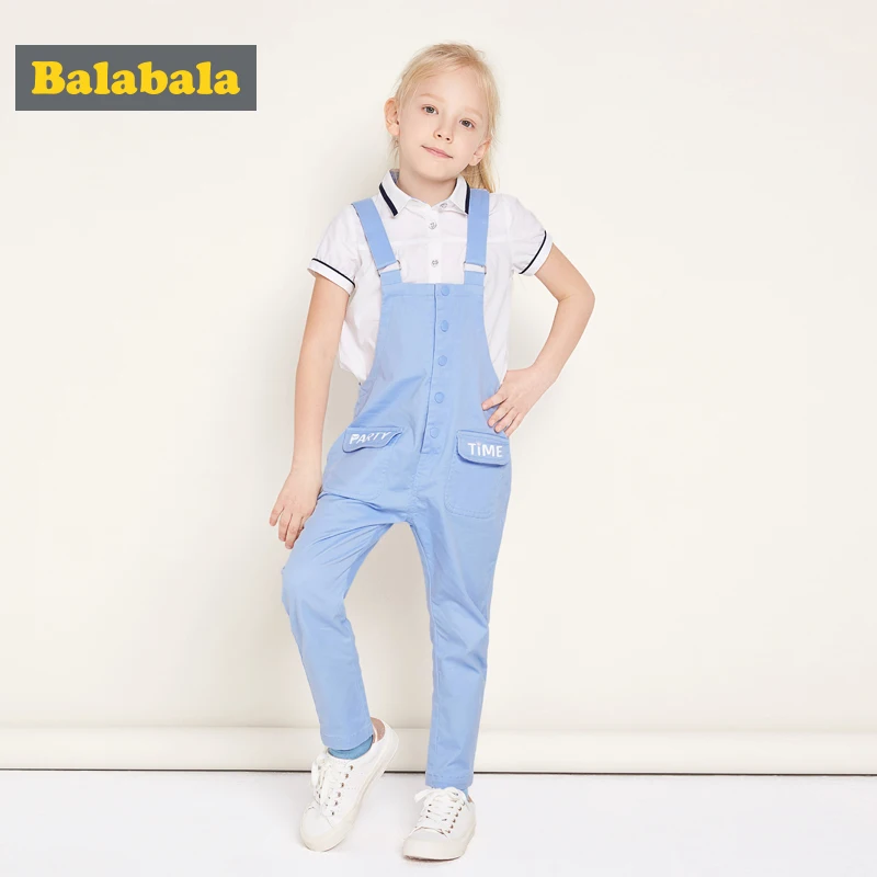 Balabala 2017 джинсовый комбинезон для девочек Небесно Голубой детский хлопковый