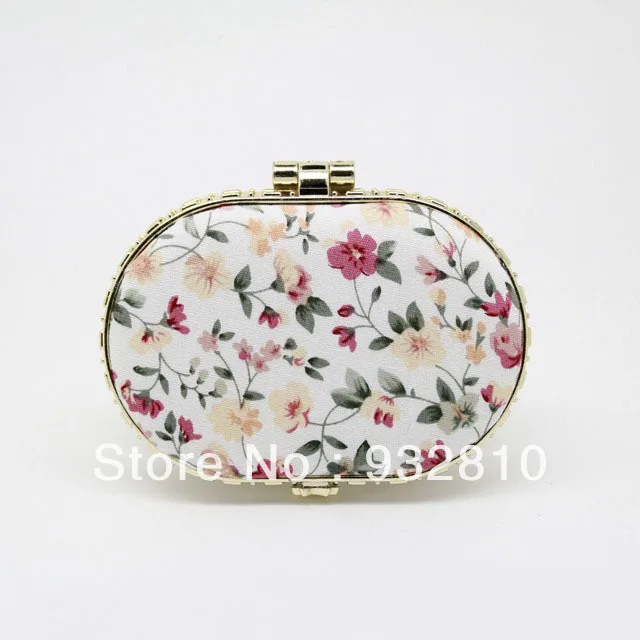 Классическое овальное мини-зеркало для макияжа с цветочным узором 75*60*11 мм