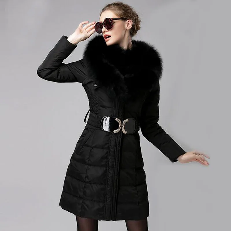 Большой натуральный Лисий Мех 2018 Высокое качество зимняя куртка женская