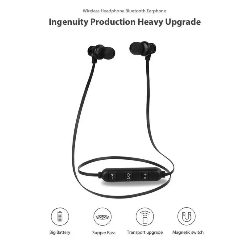 Магнитные музыкальные bluetooth-наушники Спортивные Беспроводные Bluetooth 4,2 гарнитура для iPhone 8X7 Xiaomi 9/8 SamSung S10/S9/S8
