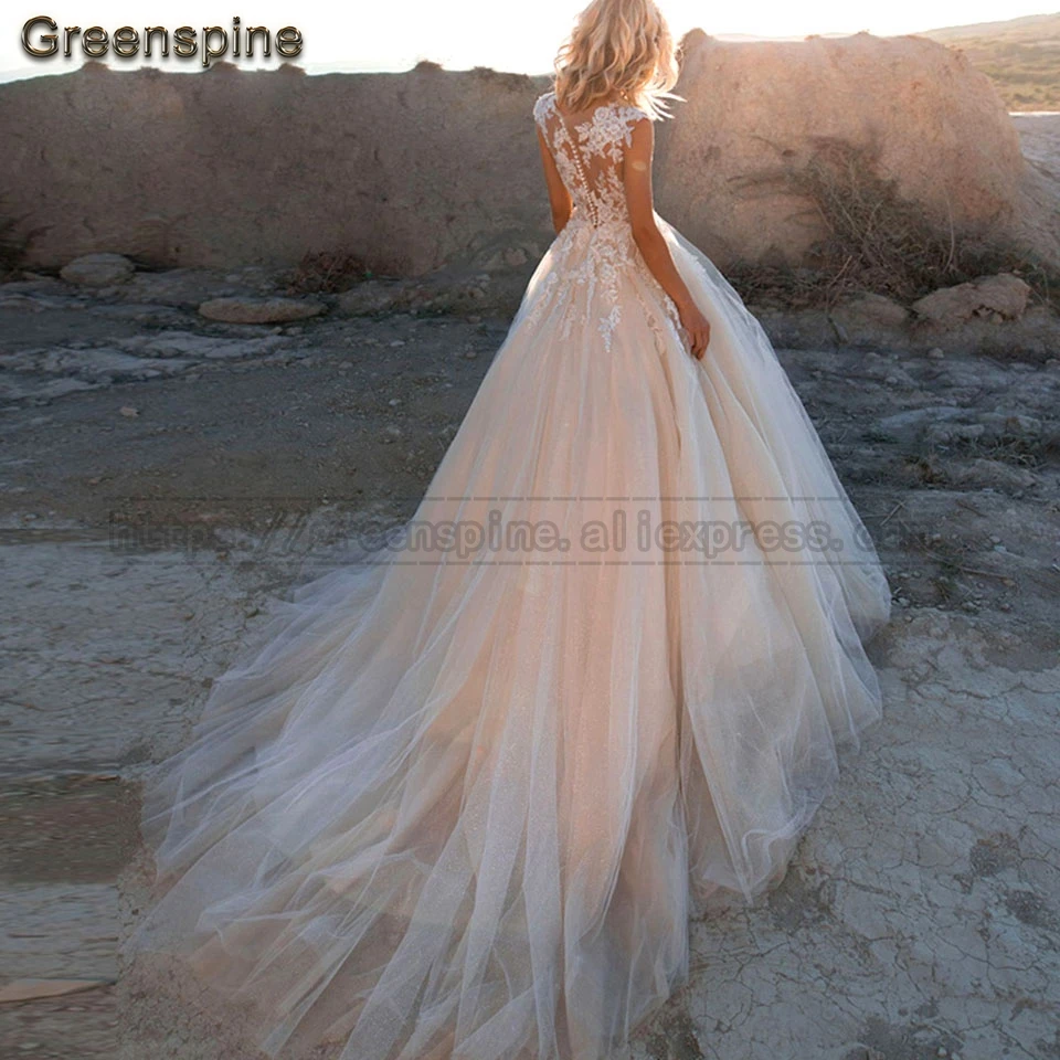 Свадебное платье Greenspine A Line румяна свадебное De Mariage без рукавов аппликация из