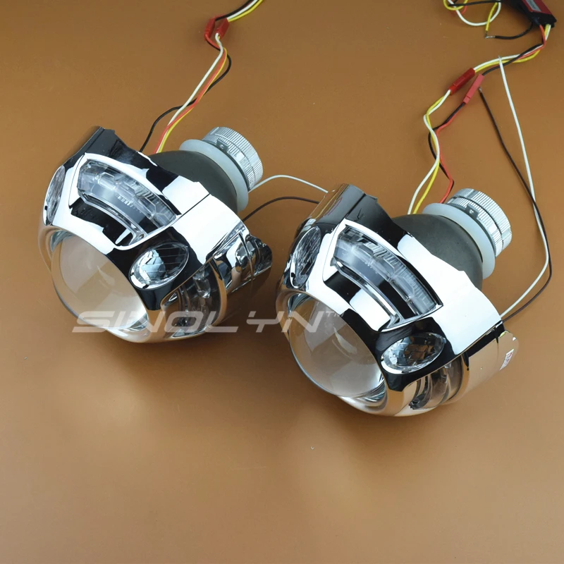 Sinolyn D2S 3,0 двухксеноновые линзы для фар с ангельскими глазами Q5 HID проектор светодиодный Halo Полный металлический комплект для H4 Автомобильные фары аксессуары
