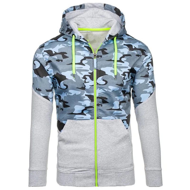 LEDINGSEN новый дизайнер Slim Fit Камуфляжный худи мужской с длинным рукавом синяя