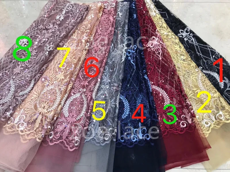 Кружевная ткань с блестками Zoe f127 # новинка 8 цветов вышивка лучшее качество 5