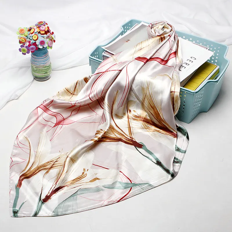 Женский шелковый шарф шелковая шаль с цветочным принтом 90x90 см|fashion silk scarf|silk fashion
