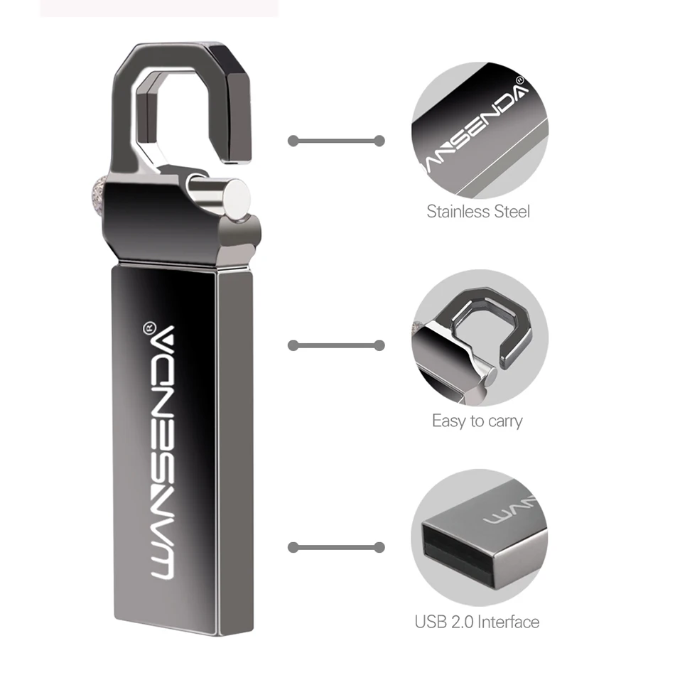 Wansenda высокоскоростные металлические USB-накопители 128 ГБ 64 32 16 8 4 Гб USB 2 0 |